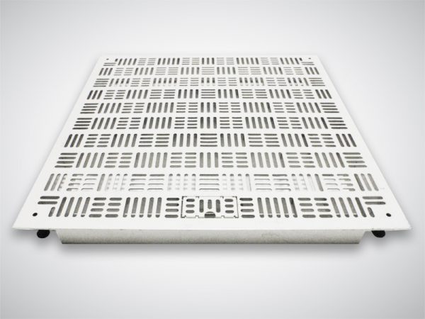 Infinity high flow floor tile on white background slotted