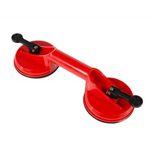 Double 4.5" Red Suction Cup lifter with plastic handle for data center floor tiles