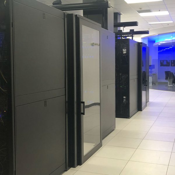 Single Sliding Aisle Containment Door in a Data Center